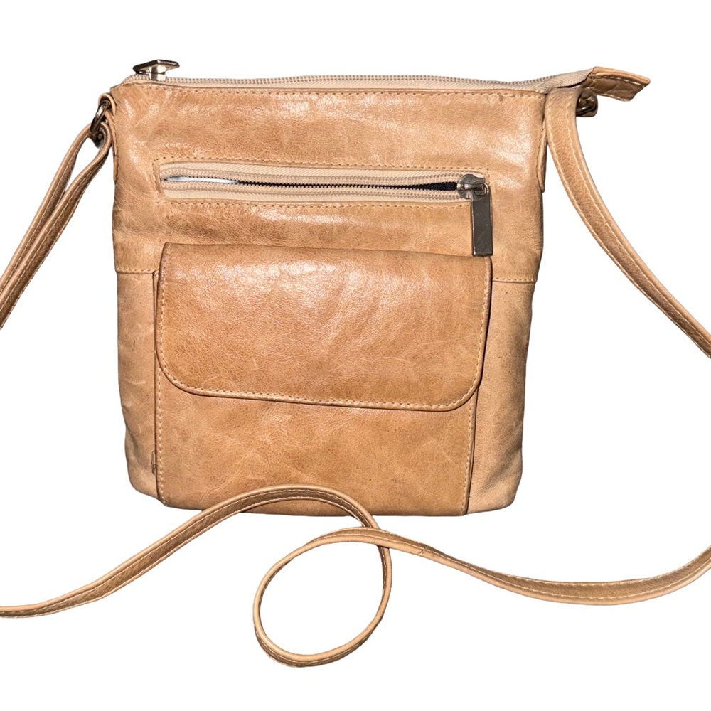 ✨3 for $15✨ Tan Genuine Leather Crossbody Bag
